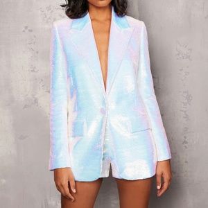 Nadine Merabi XS White Sequin Blazer